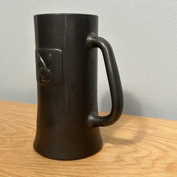 Vintage PLAYBOY 1970'S Beer Stein Embossed Logo Bunny Glass Bottom Mug Gray - Picture 2 of 7